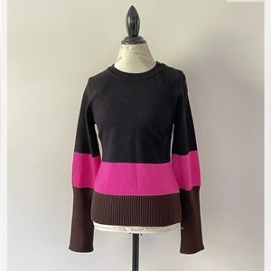 Carolina Herrera Wool Sweater Button Left Shoulder Puff Sleeve & Matching Scarf